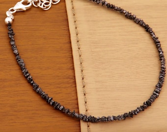 Raw Diamond Bracelet Rough Diamond Bracelet Black Diamond Bracelet Beaded Black Diamond Bracelet Natural Diamond Bracelet Jewelry Diamond