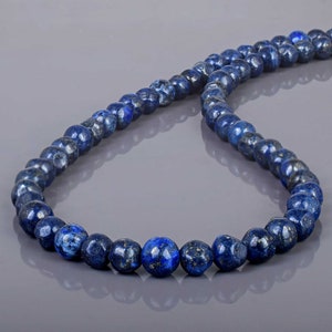 Blue Lapis Lazuli Stone Necklace, Lapis Jewelry,Beaded Necklace,Large Natural Lapis Lazuli necklace,big navy blue bead necklace,