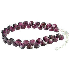 Natural Garnet Beads Bracelet-January Birthstone Jewelry-Sterling Silver Claps-Purple Gemstone Bracelet-Red Garnet Stone Gift for Her