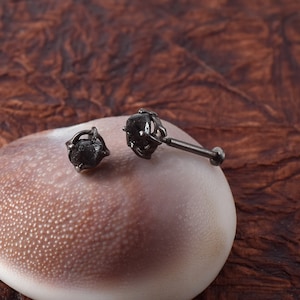 Black Diamond Studs,Raw Diamond Stud earrings,Studs Pair for Women,rough diamond earrings,diamond jewelry gift,April birthstone