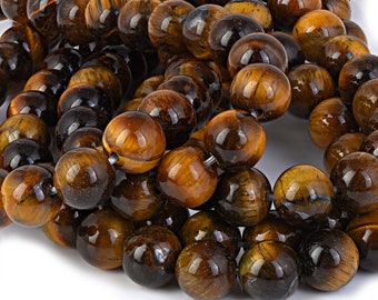 AAA Grade tiger eye strand-Loose tiger eye beads-Natural tiger eye-Tiger eye gemstone beads-Tiger eye necklace-Tiger eye bracelet-Tiger eye