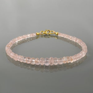 Bransoletka z kryształu Morganite, zapięcia do łańcuszka ze srebra próby 925, biżuteria z Morganite, bransoletka z naturalnych kamieni szlachetnych, prezent urodzinowy, różowy kamień Morganite