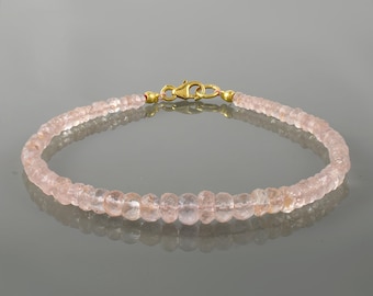 Morganite Bracelet Healing Crystal Sterling Silver Pink Gemstone Jewelry