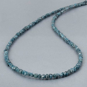 Blue Diamond Necklace,Raw Diamond Necklace Rough Diamond Jewelry,uncut diamond nuggets beads,Beaded Diamond Jewelry,April Birthstone Gift