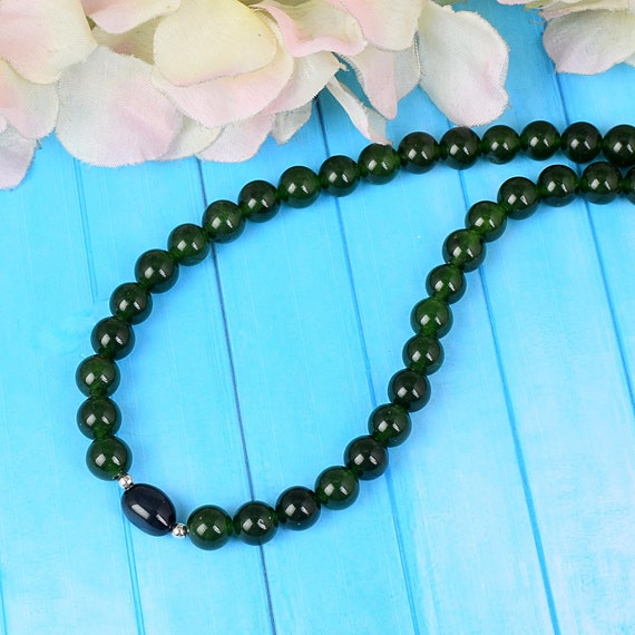 Collana Giada Naturale 10mm Collana Lunga In Giada Naturale Verde - Foto 12