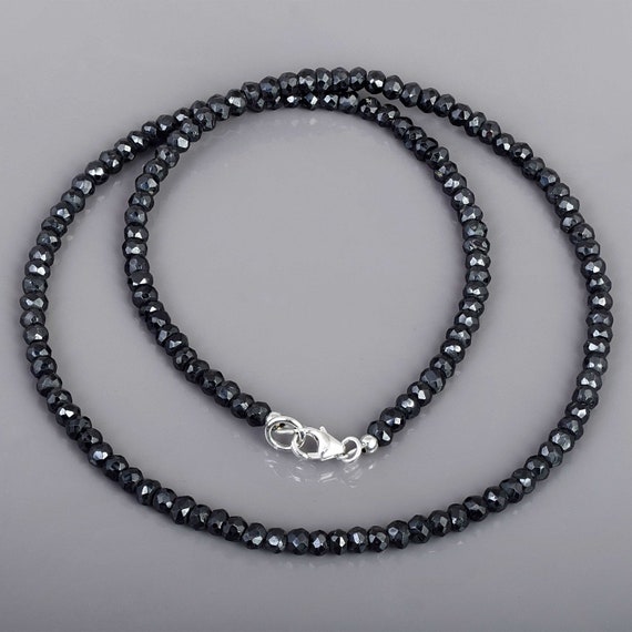 Black Spinel Necklace,beaded Spinel Necklace,rondelle