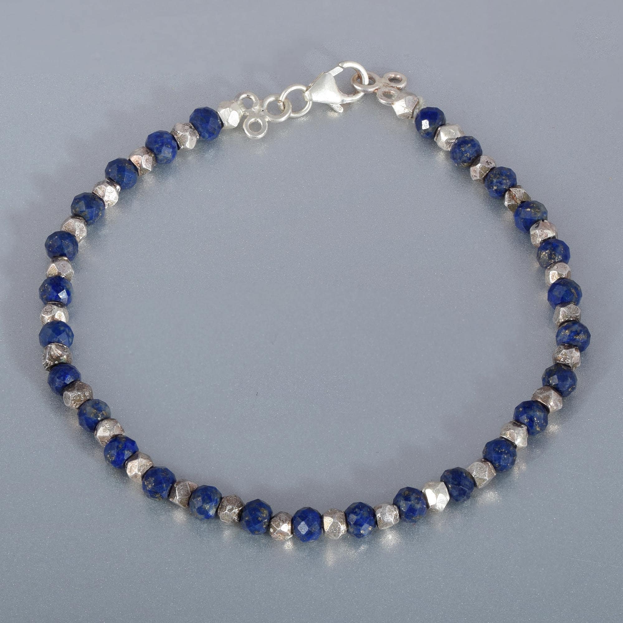 Bracciale Lavorato A Maglia Con Pietra Preziosa Di Lapislazzuli - Foto 6