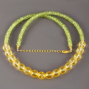 Natural Peridot Beads Necklace,Handcrafted 925 Sterling Silver Citrine Jewelry,August Birthstone Gift,Citrine Gemstone Necklace,Gift for her