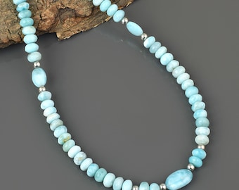 Larimar Choker | Sterling Silver, Natural Blue Gemstone Necklace