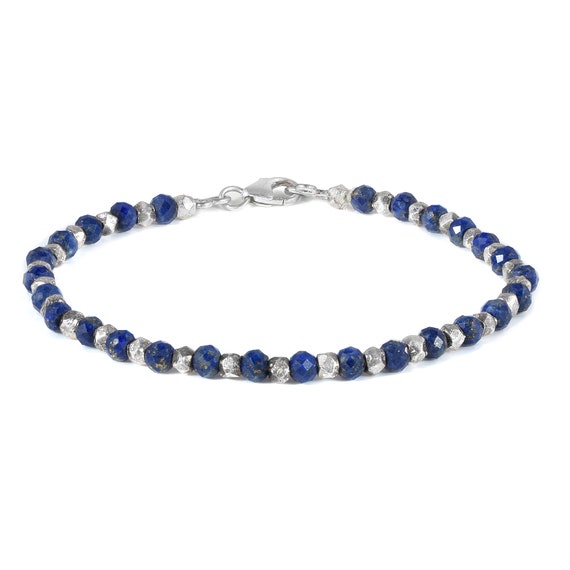 Bracciale In Lapislazzuli Con Perle D'acqua Dolce-bracciale In Oro-bracciale Blu-pietra Portafortuna Di Settembre-gioielli In Lapislazzuli-bracciale In Lapislazzuli - Italia - Foto 3