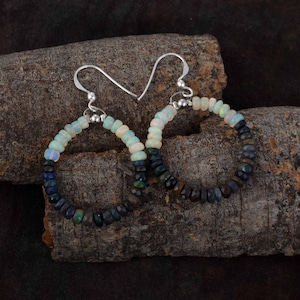 Fire Ethiopian opal hoop earrings, large statement hoop earrings,Multi Opal October birthstone,Mothers day gift,Opal  gift for her