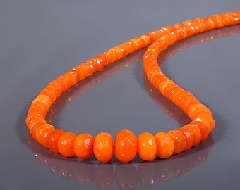 Mexican Fire Opal Necklace, Faceted Orange Rondelle Gemstone Beads