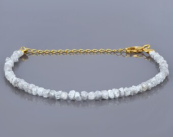 Grey Diamond Bracelet April Birthstone 22CM Adjustable Raw Rough Gemstone
