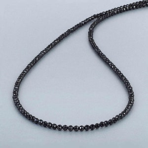 Genuine Black Spinel Necklace-Beaded Black Spinel Jewelry Necklace- Black Gemstone Necklace-Tiny Black Spinel -Women's Spinel Necklace-