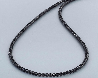Collier spinelle noir véritable - Collier bijoux en spinelle noir de perles - Collier de pierres précieuses noires - Petit spinelle noir - Collier spinelle pour femme -