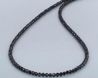Natural Black Spinel Necklace-Beaded Black Spinel Jewelry Necklace- Black Gemstone Necklace-Tiny Black Spinel -Women&#39;s Spinel Necklace-