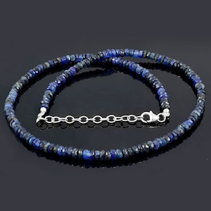 Natural Blue Sapphire Necklace-Lobster claps Adjustable Chain-September Birthstone Gift -Sapphire Jewelry-Handcrafted Silver chain for Women