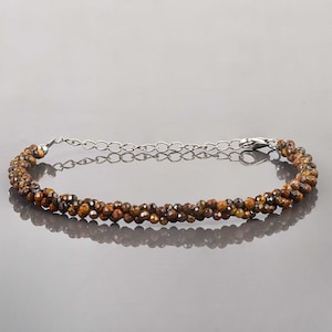 Pulsera minimalista de ojo de tigre, pulsera de ojo de tigre con cuentas pequeñas, pulsera delicada de piedra natural, regalo delicado de cristal para mujer
