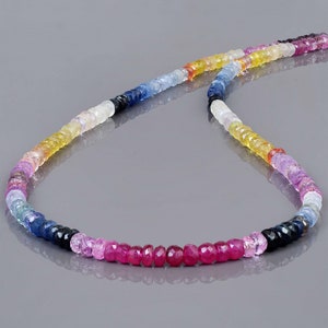 Multi Sapphire Necklace | September Birthstone Jewelry | Faceted Sapphire Gemstone Beads | Sterling Silver Chain | Gift for her
