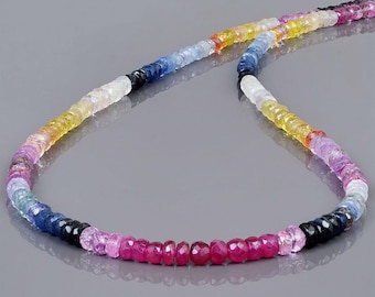 Multi Sapphire Necklace :September Birthstone Jewelry For Women ,Sterling Silver gift for her