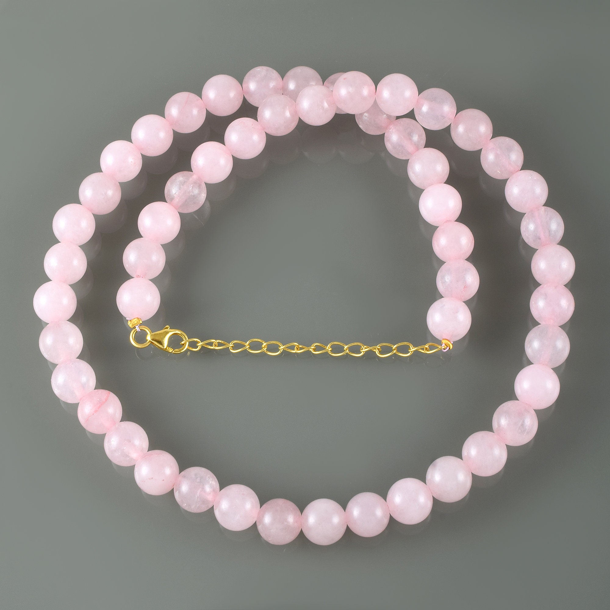Collier Ras De Cou En Perles De Quartz Rose Facetté - Fermoir Argent 925 - 50 Cm