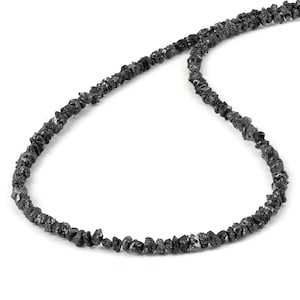 Raw Black Diamond Necklace – April Birthstone Jewelry – Uncut Rough Diamond Nugget – Sterling Silver Adjustable Chain – Gift for Her