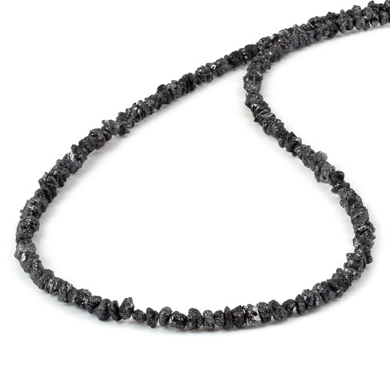 天然ブラックダイヤモンドネックレス、未加工のラフビーズストランド 
