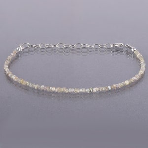 Natural Raw Diamond Bracelet,Grey Diamond Bracelet,Diamond Nuggets Uncut Bracelet,Raw Rough Diamond Jewelry,April Birthstone Gift for her