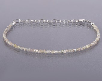 Natural Raw Diamond Bracelet,Grey Diamond Bracelet,Diamond Nuggets Uncut Bracelet,Raw Rough Diamond Jewelry,April Birthstone Gift for her