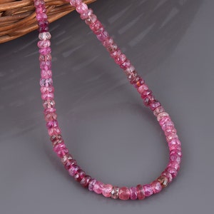 Natural Watermelon Pink Tourmaline Faceted Rondelle Necklace Multi Pink 925 Silver Necklace October Birthstone Gift For Her Birthday Gift