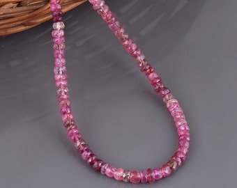 Natural Watermelon Pink Tourmaline Faceted Rondelle Necklace Multi Pink 925 Silver Necklace October Birthstone Gift For Her Birthday Gift