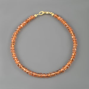 Hessonit Granat Armband, natürliche facettierte Orange Edelstein Geschenk, Sterling Silber Verschluss, Januar Birthstone Schmuck, Granat Perlen Geschenk für sie
