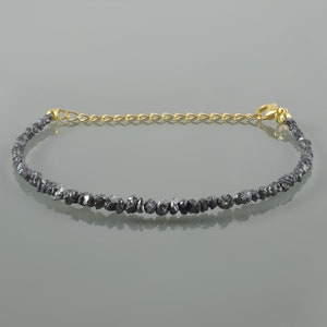 Raw Diamond Bracelet Rough Diamond Bracelet Black Diamond Bracelet Beaded Black Diamond Bracelet Natural Diamond Bracelet Jewelry Diamond
