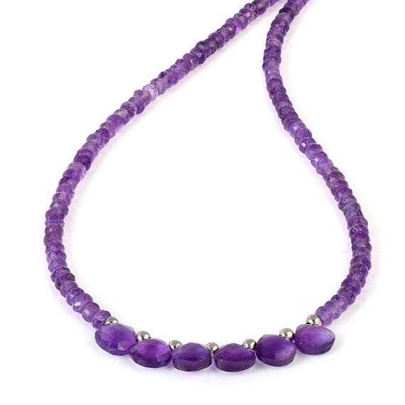 Collier Ras Du Cou En Perles D'améthyste (verre) - Occasion, Couleur Rouge/violet