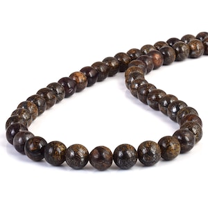 Natural Bronzite Necklace,Brown Beaded Necklace,Protection Stone Necklace,Gift for her,Healing Stones,Balancing Necklace, Gemstones Jewelry