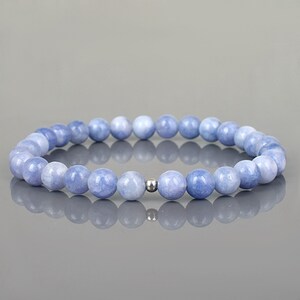 Natural 6mm Aquamarine Bracelet, March Birthstone Blue Crystal-Aqua Crystal Gemstone Healing Bracelet Christmas Gift for her