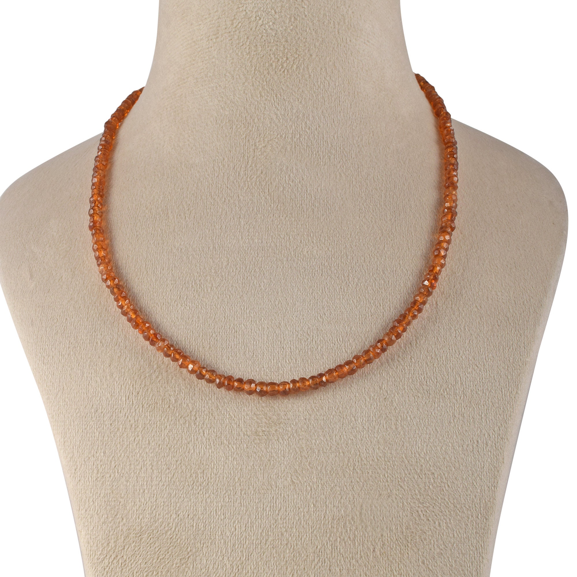 Collana Con Granato Naturale Sfaccettato 3mm Su Catena In Argento 925 Placcato Oro Rosa - Lunghezza 47 Cm, Regalo Per Donna (Natale, Compleanno) - 3