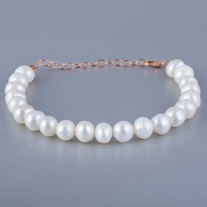 Natural Freshwater Pearl Bracelet-June Birthstone Jewelry-Sterling Silver Chain Claps-Pearl Gemstone-Bridesmaid Bracelet-Gift for her