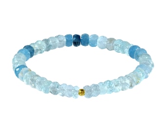 Natural Aquamarine Bracelet March Birthstone, Delicate Jewelry,Gemstone Jewelry Beaded Healing Power Aqua Beads Gift,Peruvian Aqua Bracelet