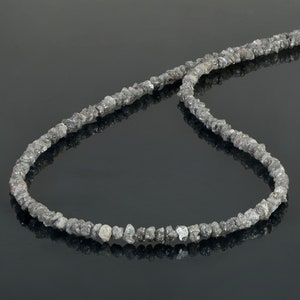 Raw Diamond Necklace,Rough Diamond Necklace,Grey Diamond Necklace,Diamond Jewelry,Diamond Beaded Necklace,Diamond Gift,Raw Diamond Nuggets.