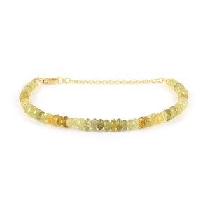Grossular Garnet Bracelet – Sterling Silver Adjustable Chain – January Birthstone Jewelry – Gift for Her-Natural Faceted Garnet Gemstone