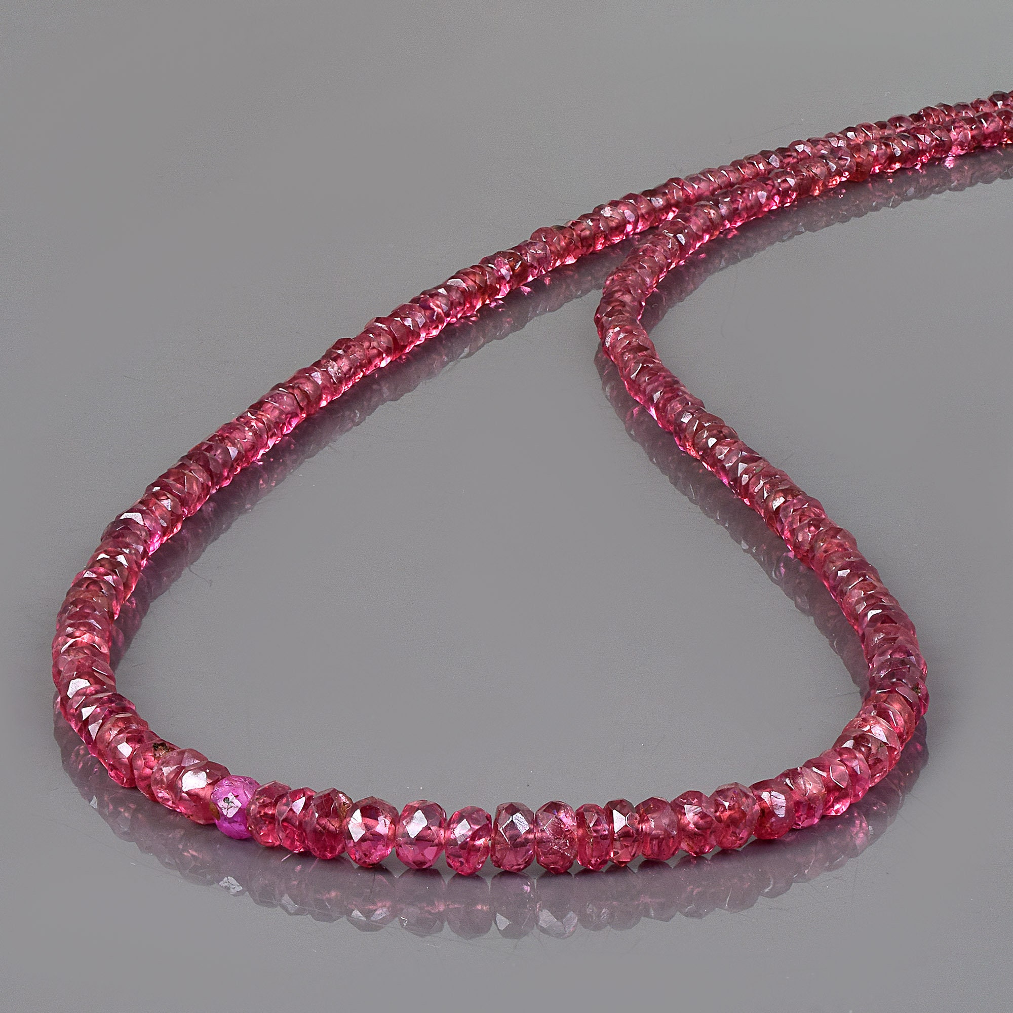 Red Spinel Necklace | Faceted Rondelle Gemstone Beads | Sterling Silver Chain Clasp  | Elegant Red Jewelry Gift for Her | Spinel Stone Gift
