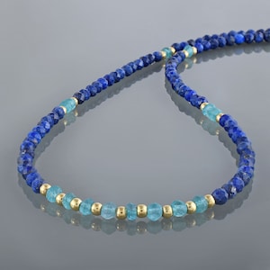 Lapis Lazuli Necklace | Sterling Silver adjustable Chain | Natural Healing Crystal Jewelry | Natural Beaded Gemstone Gift for her