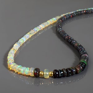 Rainbow Fire Opal Necklace,Natural Ethiopian Opal Beads,Multi Fire Gemstone Jewelry, Beaded October Birthstone Gift,Sterling Silver