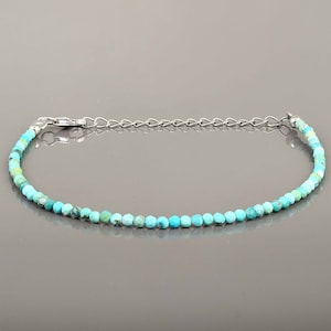 Natural Turquoise Beads Bracelet-December Birthstone Jewelry-Blue Gemstone bracelet-Sterling Silver Claps-Turquoise Stone Gift for her