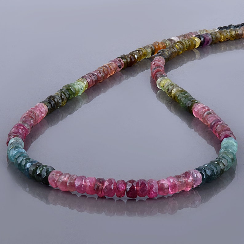 Natural Multi Tourmaline Necklace,Watermelon Tourmaline Necklace,Tourmaline Gemstone Jewelry,Healing Power Beads Stone, Tourmaline Gift 画像 4