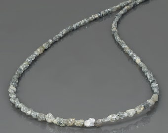 Natural Grey Diamond Nuggets Necklace - 925 Sterling Silver Diamond Jewelry, Raw Rough Diamonds Gift