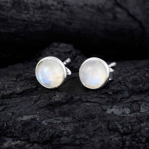 Natural Rainbow Moonstone Stud Earrings, Moonstone Earrings,June Birthstone Earrings,Gold Filled,Sterling Silver,Rose Gold Filled Gift