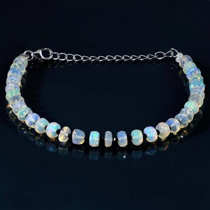 Opal Armband - Oktober Geburtsstein - Sterling Silber Verstellbare Kette - Geschenk für Sie - Facettierter Opal Edelstein Schmuck