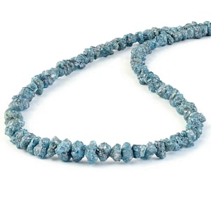 4-6 MM Natural Raw Diamond Necklace Blue Diamond Necklace,Uncut Diamond Nuggets Beads Jewelry,Wedding Diamond Blue Necklace,Raw Rough Stone